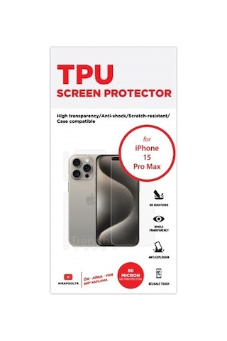 Apple iPhone 15 Pro Max Uyumlu Full Body 360 Derece Ön Arka Ve Yan Koruyucu Tpu Film