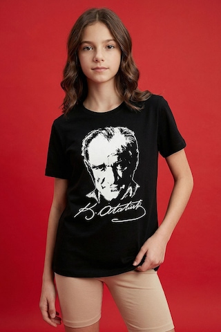 Tommy Life Siyah Atatürk Baskılı Unisex T-shirt - 11332