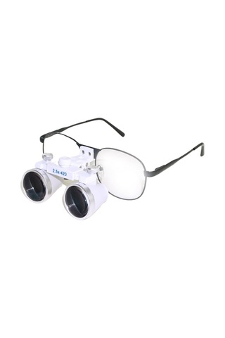 Hiperlupa St365 İnce Çerçeve Cerrahi Loupes Büyüteç Gözlük 2.5x420 Beyaz Değişken Pupil Mesafeli
