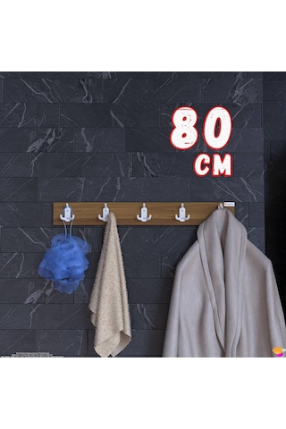 Modilayn Arı Serisi 76,4x9,6 Cm 15 Kancalı - 5'li Set Banyo Askısı Ekstra Düzen Ve Yer Tasarrufu Koyu Ceviz