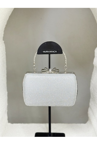 Nurkaraca 25y4431 Fiyonk Detaylı Sıra Taşlı Kasalı Abiye Çanta Kadın 18x12cm Çok Renkli