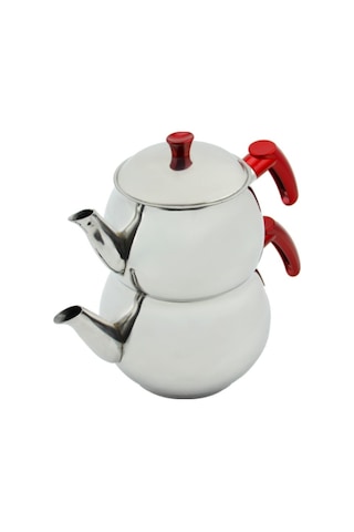 Papatyam Çelik Çaydanlık Takımı 3 Boy Mini Boy Kırmızı