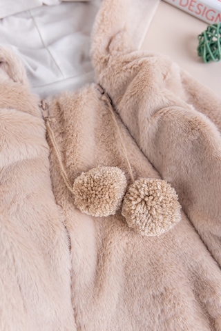 Kışlık Peluş Welsoft Penye Astarlı Pamuklu Kız Erkek Bebek Tulum Bej