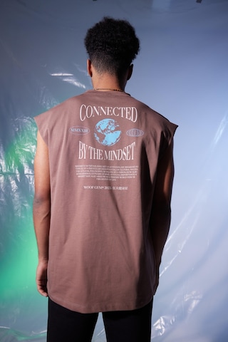 Woof Gym Connected By The Mindset Baskı Tank Top (Kakao) Kahverengi