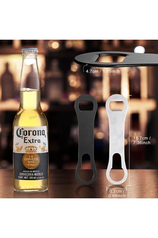 Paslanmaz Çelik Şişe Açacağı Ve Dökme Ağzı Çıkarıcı, Barmenler İçin Bar Aleti, Düz Köpek Kemiği, Metal Hızlı Açacak, Siyah, Gümüş Diğer