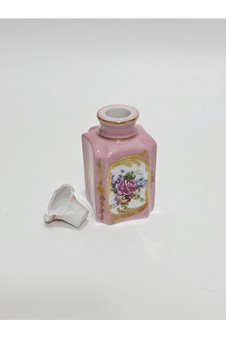 Couleuvre Limoges Çiçek Desenli Porselen Parfüm Şişesi 10x5x5cm Hasarlı
