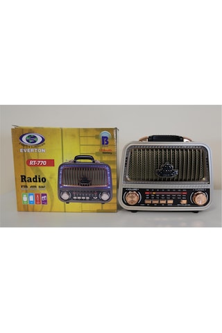 Everton Rt-770 Şarjlı Led Işıklı Nostaljik Radyo Bluetooth Fm-usb-tf-aux
