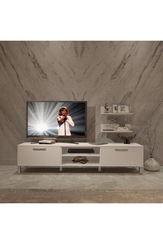 Decoraktiv Eko 4 Slm Dvd Krom Ayaklı Tv Ünitesi Tv Sehpası Beyaz