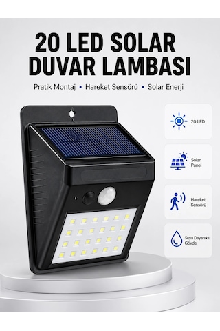 Su Geçirmez Ip65 20 Led Solar Sensörlü Bahçe Ve Veranda Aydınlatma Yeni Nesil Çok Renkli