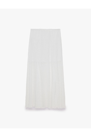Koton Normal Bel Slim Fit Midi Dantel Etek Beyaz 6sak10067pk