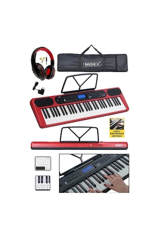 Midex Ps-5200rd-h Pro Org 61 Led Işıklı Tuş Hassasiyetli Bluetooth Midi Kulaklık
