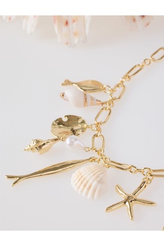 Jimmy Key Jimmy Key Altın Rengi Deniz Temalı Zincir Charm Kolye 6sw427042150