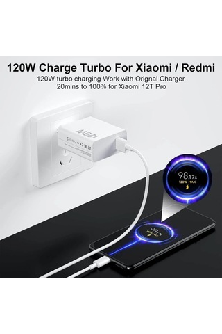 5 Adet 120w Saniyeli Turbo Destekli Usb Çıkışlı Başlık Ve Usb Typec Kablo Şarj Seti