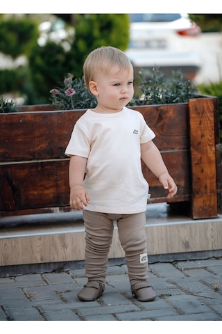 Atlasyael Atlas&yael %100 Organik Gots Belge İpek Apreli Pamuk Kısa Kollu Bebek T-shirt - Somon