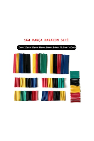 Robizstore-164 Adet Renkli Makaron Seti Daralan Makaron Kablo Koruyucu Kılıf