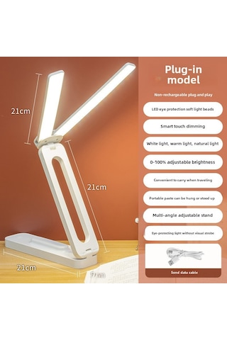 Yunboo Beyaz Çift Işık Göz Korumalı Çalışma Lambası - Üniversite Yatak Odası Ofis Masaüstü İçin Çok Amaçlı Klipsli Taşınabilir Sadece Şarjlı Kullanim Diğer