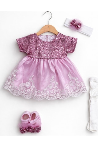 For My Baby Kız Bebek Şık Dantelli Mevlüt / Özel Gün Elbisesi Pembe