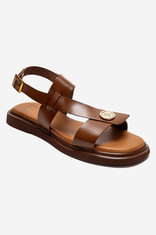 Luvishoes Quella Taba Hakiki Deri Tokalı Kadın Sandalet