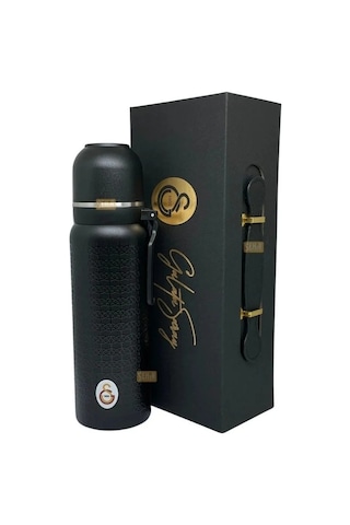 Akıllıelma-galatasaray 587193 Çelik Termos Bardaklı Kapak Siyah 650 Ml Çok Renkli