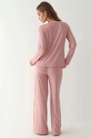 Hiccup Yumuşak Dokulu Rahat Kesim Uzun Kollu Pijama Takımı Toz Pembe