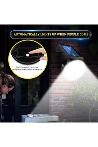 Moly 32 Led Güneş Enerjili Duvar Lambası, Ip65 Su Geçirmez, 3 Aydınlatma Modu, İnsan Algılama, Bahçe/ev Kullanım İçin Siyah Siyah