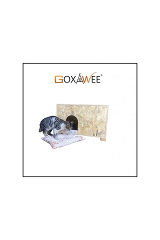 Goxawee Dizayn Kedi Evi Dış Ortam Uygun Ahşap Kedi Evi Osb 61x41x36 Cm Minder Hediyeli