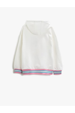 Koton Pamuklu Unicorn Baskılı Kapüşonlu Uzun Kollu Sweatshirt Kırık Beyaz 1ykg17537ak Ekru