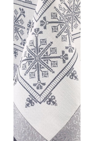 Kanaviçe Baskılı Sultan Masa Örtüsü Silver 160X300 Cm (541544345)