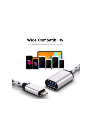 Maiyame Otg Fişi Usb2.0 Adaptörü Veri İletim Hattı İos16 Altı İçin Uygundur Gümüş