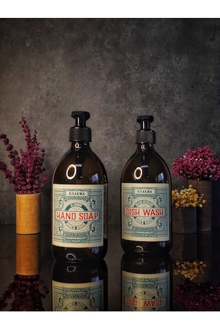Khakma 500 Ml Amber Renkli 2'li Vintage Cam Sabunluk Seti