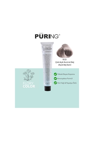 Puring Flory Color Papatya Özlü Amonyaksız Saç Boyası Açık Bej Sarı 100 ML