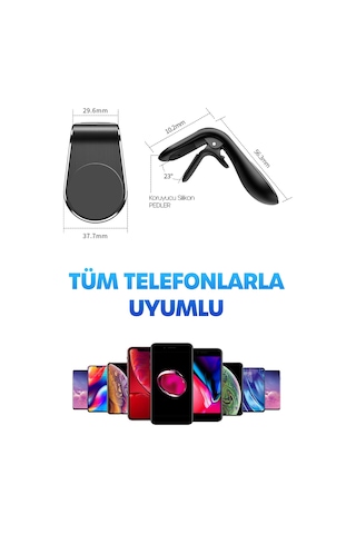 Havalandırma Araç İçi Mıknatıslı Telefon Tutucu Kancalı Araba Telefon Tutacağı L Tip