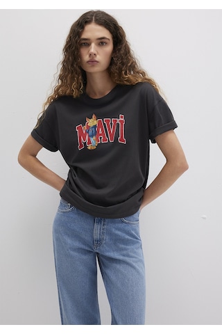 Mavi - Kedi Logo Baskılı Antrasit Tişört 1613285-70087 Antrasit