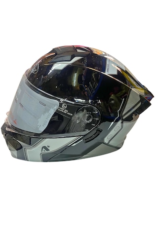 Proyou Çene Açılır Kask Güneş Vizörlü Metalik Siyah Gri Xl