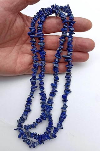 Lapis Lazuli Kırıktaş Dizi-80 Cm Gümüş