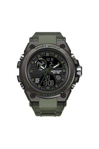 Sanda Sanda 739 Dış Mekan Spor Çift Ekran Hareketi Çoklu Kinetik Elektronik Saat Gelgit Erkek Su Geçirmez Parlak Erkek Saati Ordu Yeşili Çok Renkli