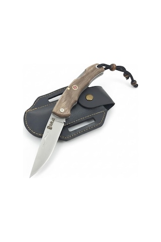 Katlanır Outdoor Bıçak Ahşap Saplı Paslanmaz Çelik Keskin Cep Bıçağı, Kılıflı Taşınabilir Çok Amaçl