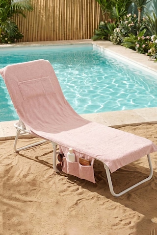 Pudra %100 Pamuk Şezlong Havlusu, 60x180 Cm, Hızlı Kuruyan Plaj Havlusu Pembe