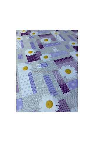 Kenarı Dantelli Astarlı Dökümlü Silinebilir Papatya Pvc Dikdörtgen Muşamba Masa Örtüsü 122 X 155 Cm Mor