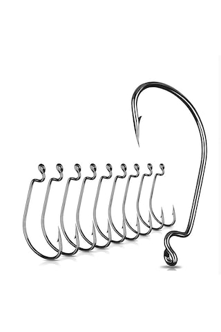 Hokkaido 50 Adet No:4/0 Offset,jig Head,silikon,,delikli İğne,