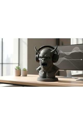 Happy3dworld İblis Büstü Kulaklık Standı, 3d Baskı Horror Gotik Gaming Dekor