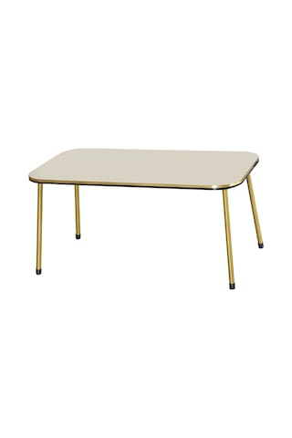 Zigon Sehpa Ve Orta Sehpa Kr Set Çift Gold Krem Metal