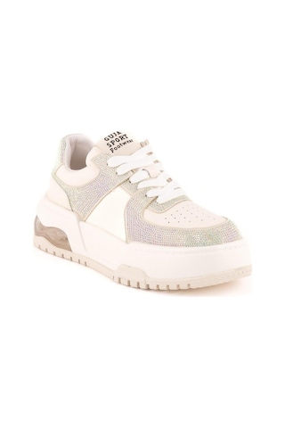 Guja 24k319-3 Kalın Taban Taşlı Kadın Sneakers Spor Ayakkabı Beyaz