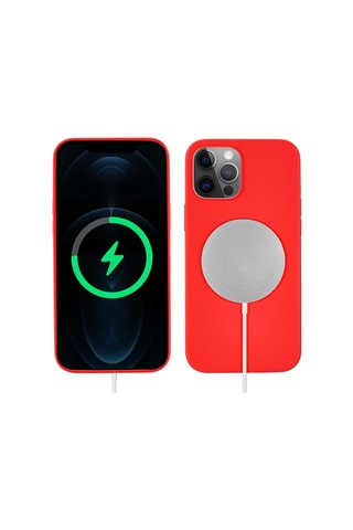 Zeyline Apple Uyumlu iPhone 13 Pro Zore Silksafe Wireless Kapak-kırmızı