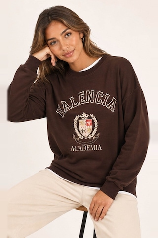 Fashion Friends Baskılı Kahverengi Kadın Sweatshirt 26k0048k1