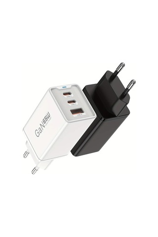 Honeybeeshop Beyaz 65w Gan Hizli Sarj Cihazi 3 Baglanti Noktasi Usb A Ve 2 Usb C Pd Pps Macbook İpad İphone Galaxy Uyumlu
