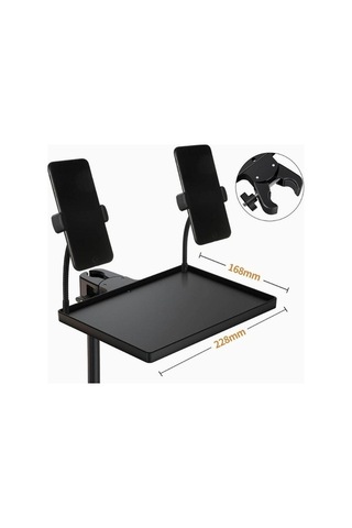 Trendooze Mikrofon Standı Tepsi Ses Kartı, 2 Telefon Tutucu,raf