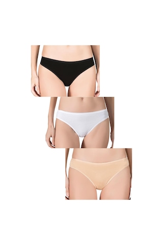 Kompedan Kadın 3'lü Viskon Yüksek Kalite Slip Külot 23926-asorti Asorti