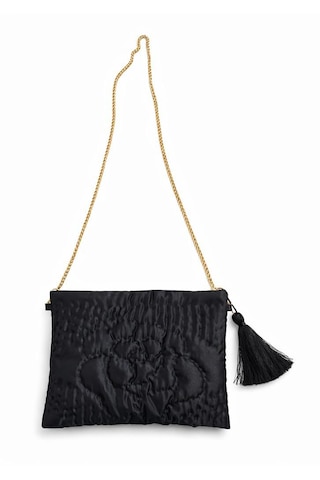 Ky Atelier Siyah Saten Askılı Kapitone Portföy Çanta- El Yapımı Clutch- Abiye & Günlük Kullanım- Şık Kadın Çanta Koyu Gri - Siyah
