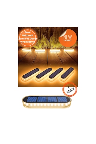 Technojet 1adet Güneş Enerjili 30ledli Premium Kalite Solar Dekoratif Zemin Bahçe Peyzaj Aydınlatma Sarı